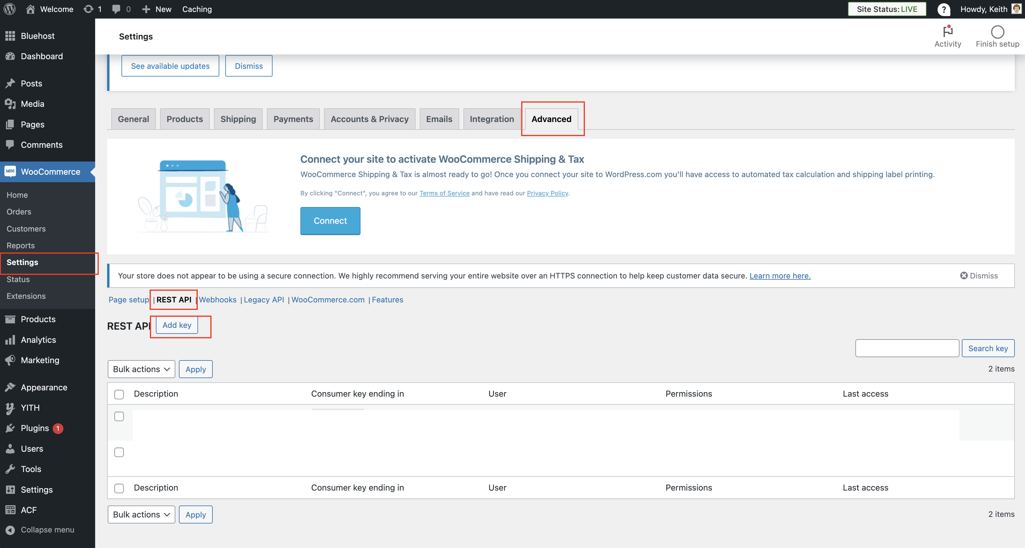 WooCommerce API Key